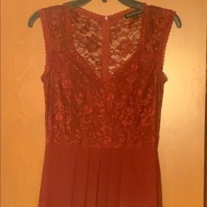 Floor length red dress